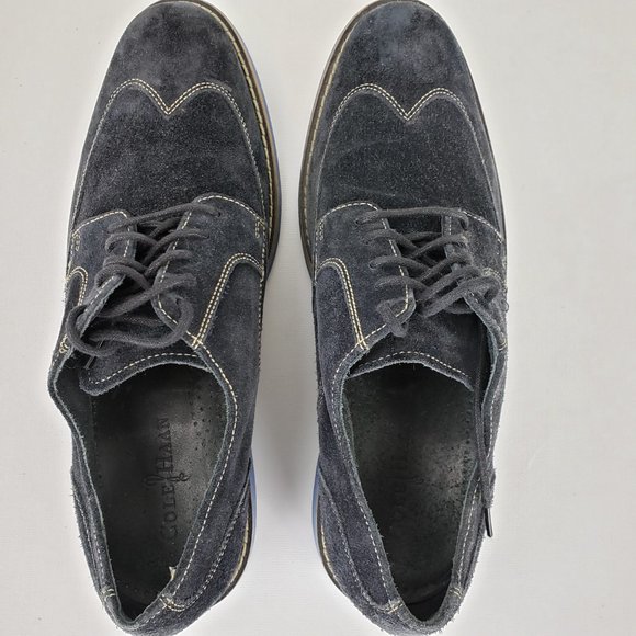 Cole Haan Mens Dress Shoes Size 11.5 Drake Eva Wingtip Oxford Black Suede C10647 main image 11